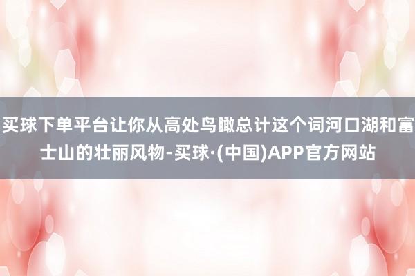买球下单平台让你从高处鸟瞰总计这个词河口湖和富士山的壮丽风物-买球·(中国)APP官方网站