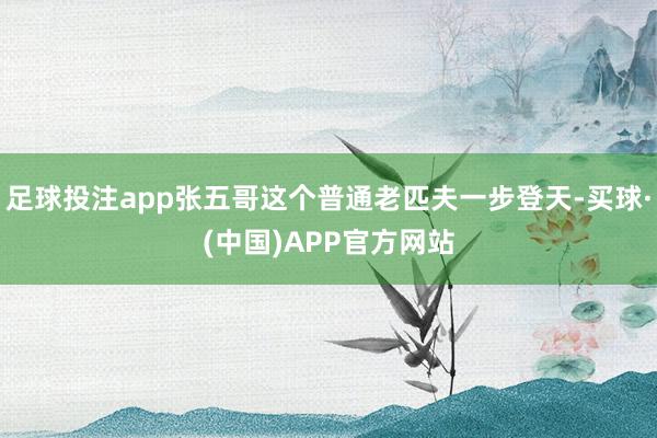 足球投注app张五哥这个普通老匹夫一步登天-买球·(中国)APP官方网站