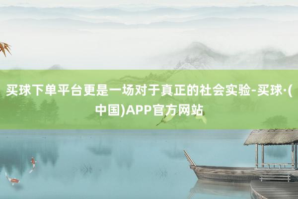 买球下单平台更是一场对于真正的社会实验-买球·(中国)APP官方网站