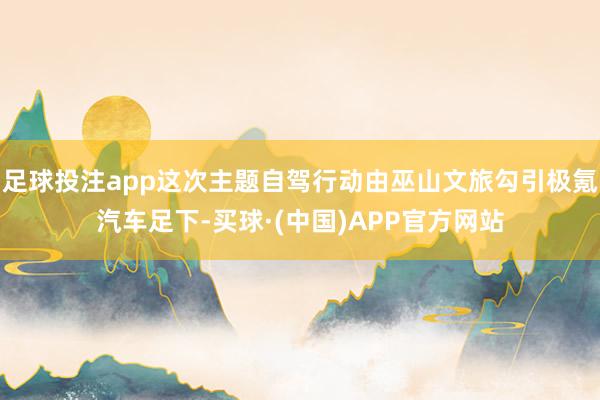 足球投注app这次主题自驾行动由巫山文旅勾引极氪汽车足下-买球·(中国)APP官方网站