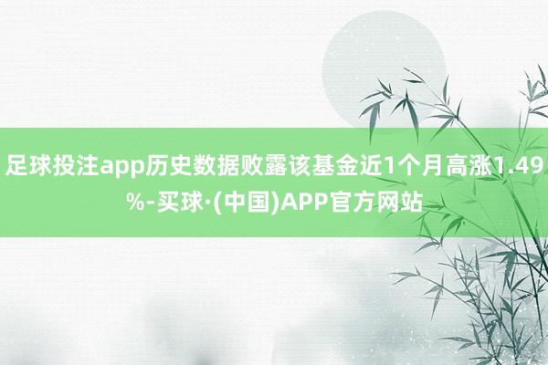 足球投注app历史数据败露该基金近1个月高涨1.49%-买球·(中国)APP官方网站