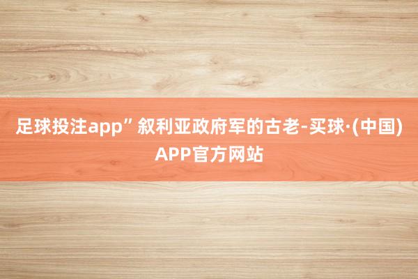 足球投注app”叙利亚政府军的古老-买球·(中国)APP官方网站