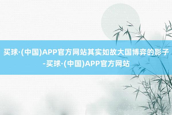 买球·(中国)APP官方网站其实如故大国博弈的影子-买球·(中国)APP官方网站
