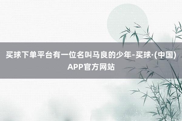 买球下单平台有一位名叫马良的少年-买球·(中国)APP官方网站