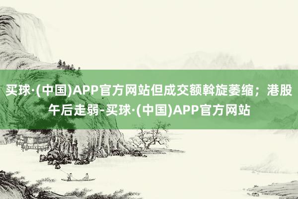 买球·(中国)APP官方网站但成交额斡旋萎缩；港股午后走弱-买球·(中国)APP官方网站