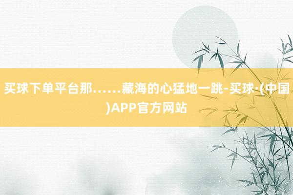 买球下单平台那……藏海的心猛地一跳-买球·(中国)APP官方网站