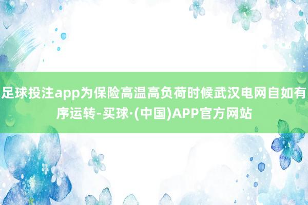 足球投注app为保险高温高负荷时候武汉电网自如有序运转-买球·(中国)APP官方网站