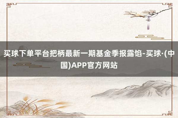 买球下单平台把柄最新一期基金季报露馅-买球·(中国)APP官方网站