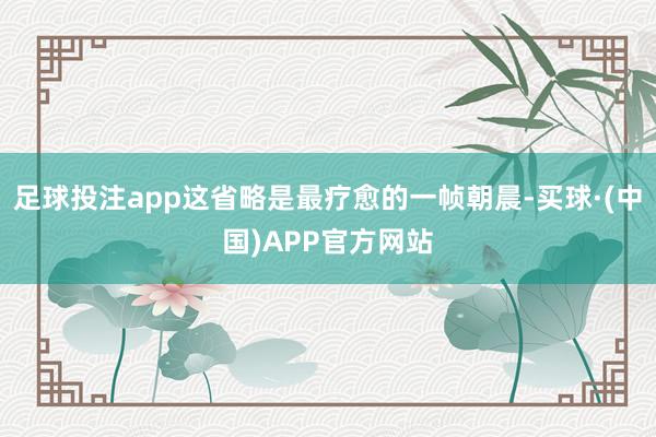 足球投注app这省略是最疗愈的一帧朝晨-买球·(中国)APP官方网站