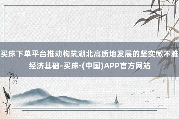 买球下单平台推动构筑湖北高质地发展的坚实微不雅经济基础-买球·(中国)APP官方网站