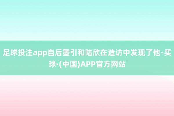 足球投注app自后墨引和陆欣在造访中发现了他-买球·(中国)APP官方网站