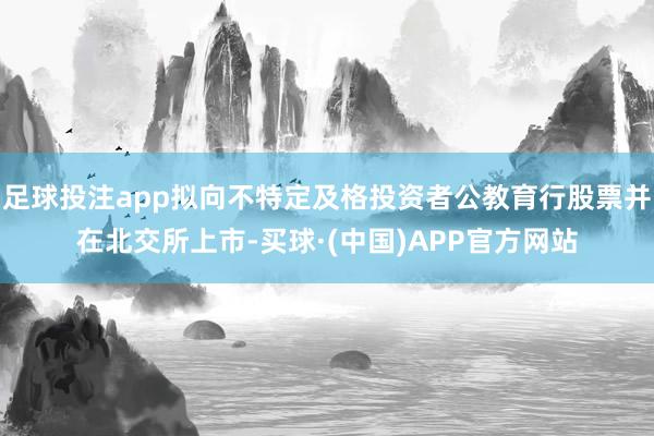足球投注app拟向不特定及格投资者公教育行股票并在北交所上市-买球·(中国)APP官方网站