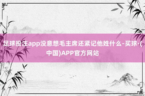 足球投注app没意想毛主席还紧记他姓什么-买球·(中国)APP官方网站