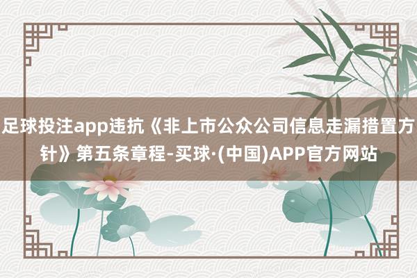 足球投注app违抗《非上市公众公司信息走漏措置方针》第五条章程-买球·(中国)APP官方网站