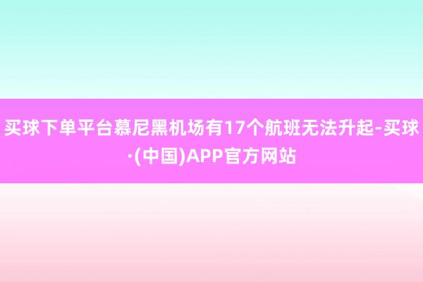 买球下单平台慕尼黑机场有17个航班无法升起-买球·(中国)APP官方网站