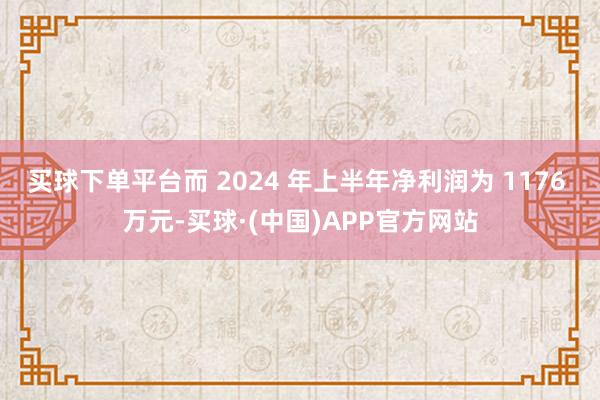 买球下单平台而 2024 年上半年净利润为 1176 万元-买球·(中国)APP官方网站