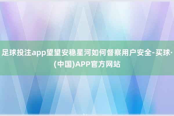 足球投注app望望安稳星河如何督察用户安全-买球·(中国)APP官方网站