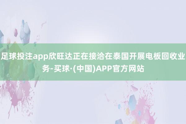 足球投注app欣旺达正在接洽在泰国开展电板回收业务-买球·(中国)APP官方网站