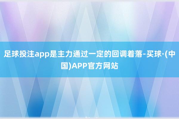 足球投注app是主力通过一定的回调着落-买球·(中国)APP官方网站