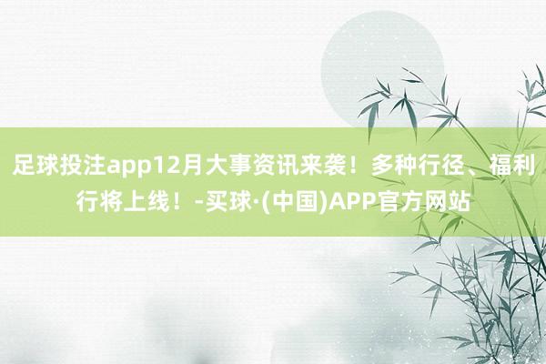 足球投注app12月大事资讯来袭！多种行径、福利行将上线！-买球·(中国)APP官方网站