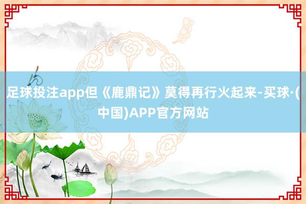 足球投注app但《鹿鼎记》莫得再行火起来-买球·(中国)APP官方网站