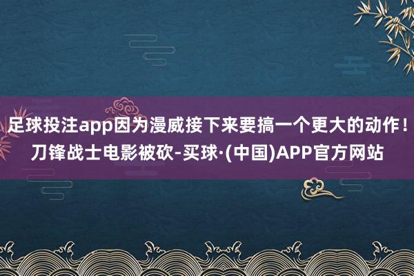 足球投注app因为漫威接下来要搞一个更大的动作！刀锋战士电影被砍-买球·(中国)APP官方网站