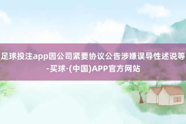 足球投注app因公司紧要协议公告涉嫌误导性述说等-买球·(中国)APP官方网站