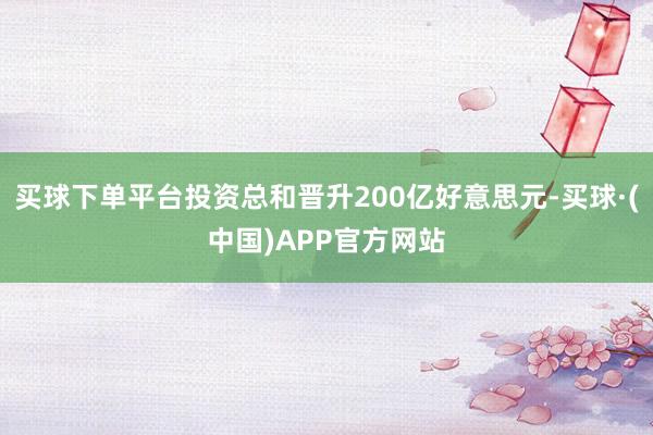 买球下单平台投资总和晋升200亿好意思元-买球·(中国)APP官方网站